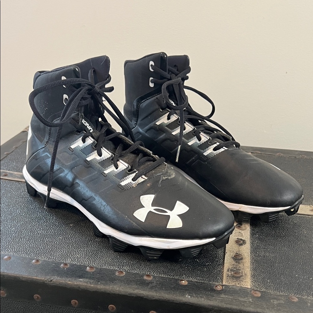Under Armour Black and White High-Top Renegade RM Football Cleats